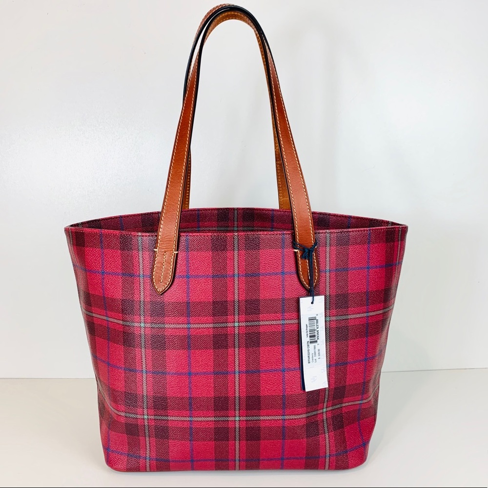 NWT DOONEY & BOURKE TOTE Cranberry Tiverton Plaid - Picture 5 of 12